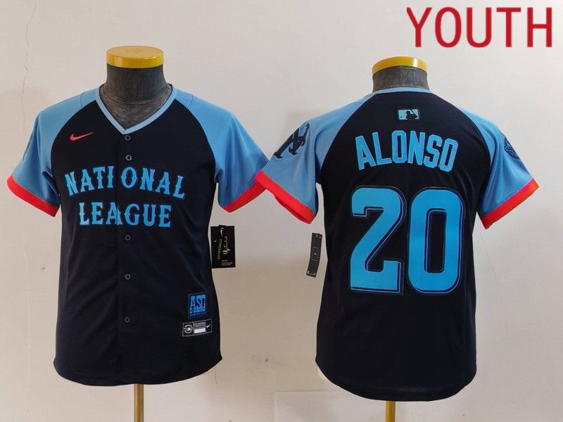 Youth New York Mets #20 Alonso Blue All star 2024 Nike MLB Jersey style 3->youth mlb jersey->Youth Jersey